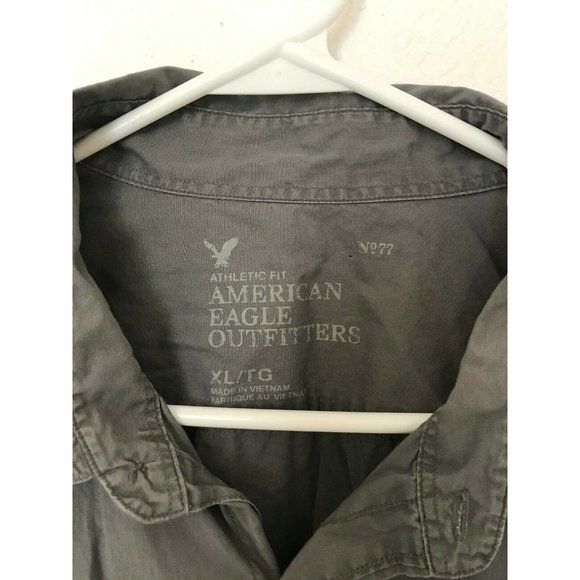 American Eagle Athletic Fit Gray Dress Shirt Men's Size XL - Picture 2 of 4